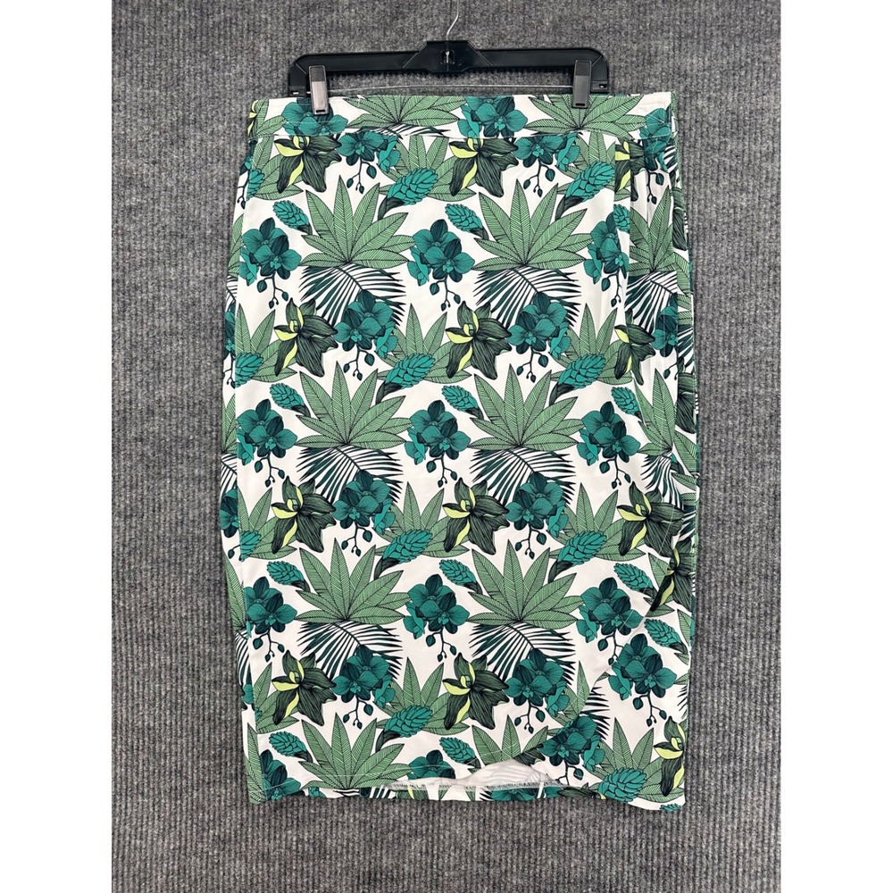RipSkirt Hawaii Wrap Skirt Womens XL White Green Paia Maui Floral Excellent